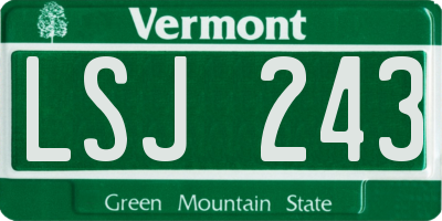 VT license plate LSJ243