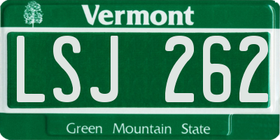 VT license plate LSJ262