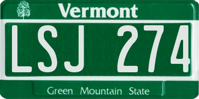 VT license plate LSJ274