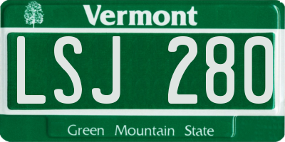 VT license plate LSJ280