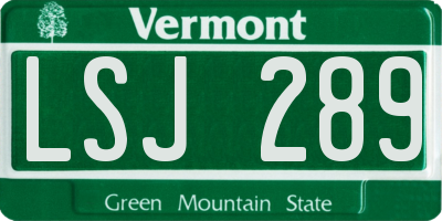 VT license plate LSJ289