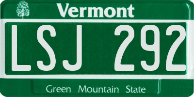 VT license plate LSJ292