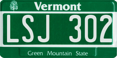VT license plate LSJ302