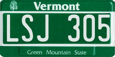 VT license plate LSJ305