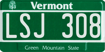 VT license plate LSJ308