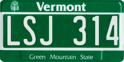 VT license plate LSJ314