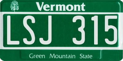 VT license plate LSJ315