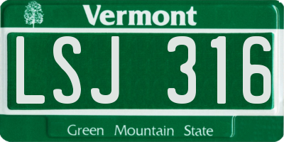 VT license plate LSJ316