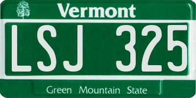 VT license plate LSJ325