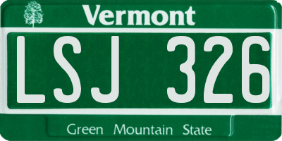 VT license plate LSJ326