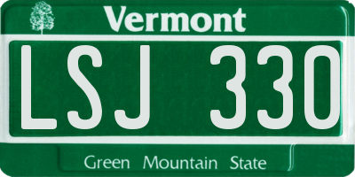 VT license plate LSJ330