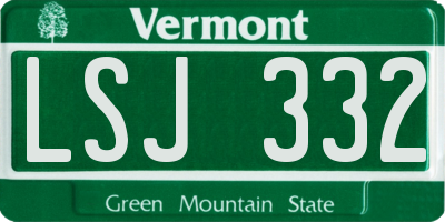 VT license plate LSJ332