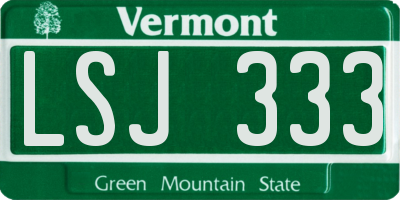VT license plate LSJ333