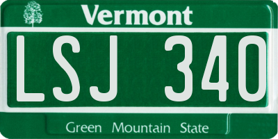 VT license plate LSJ340