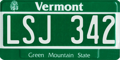 VT license plate LSJ342