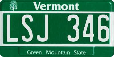 VT license plate LSJ346