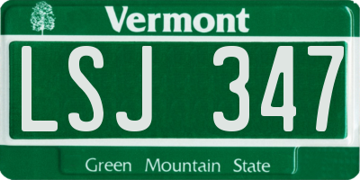 VT license plate LSJ347