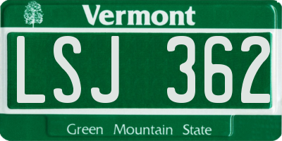 VT license plate LSJ362