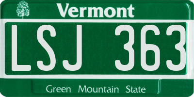 VT license plate LSJ363