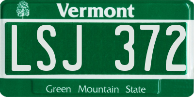 VT license plate LSJ372