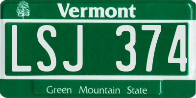 VT license plate LSJ374