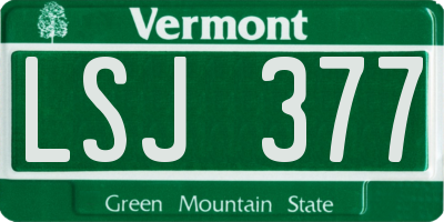 VT license plate LSJ377