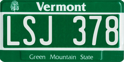 VT license plate LSJ378