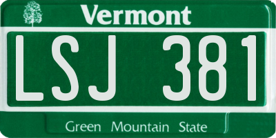 VT license plate LSJ381