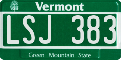 VT license plate LSJ383