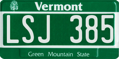 VT license plate LSJ385