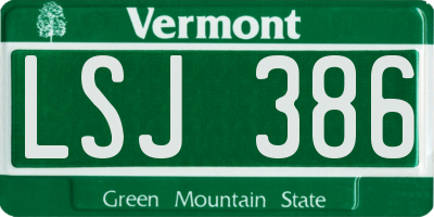 VT license plate LSJ386