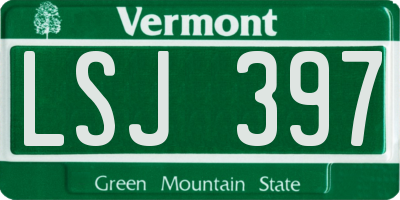 VT license plate LSJ397