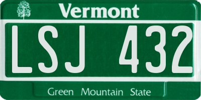 VT license plate LSJ432