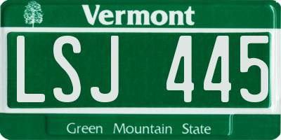 VT license plate LSJ445