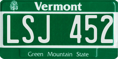 VT license plate LSJ452