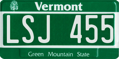 VT license plate LSJ455