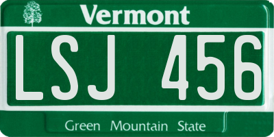 VT license plate LSJ456