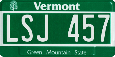 VT license plate LSJ457