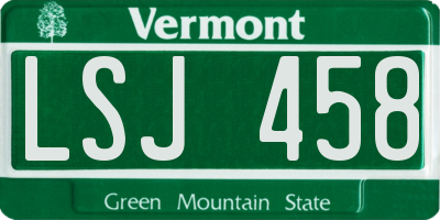 VT license plate LSJ458