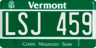 VT license plate LSJ459