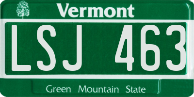 VT license plate LSJ463