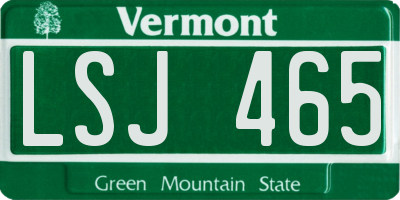 VT license plate LSJ465
