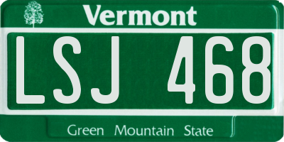 VT license plate LSJ468