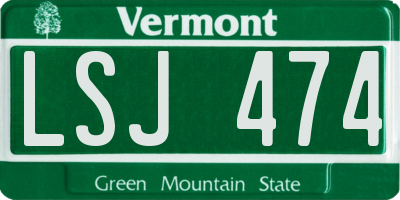 VT license plate LSJ474