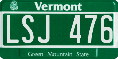 VT license plate LSJ476