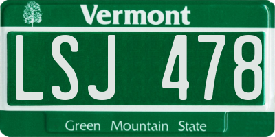 VT license plate LSJ478