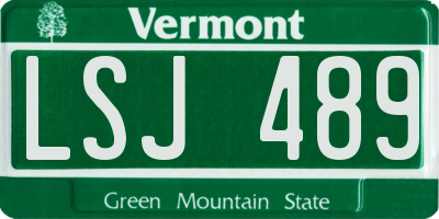 VT license plate LSJ489
