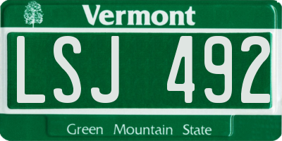 VT license plate LSJ492