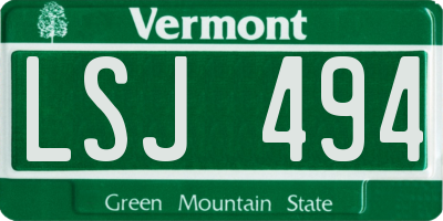 VT license plate LSJ494