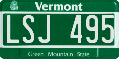 VT license plate LSJ495